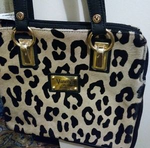 NWOT ValentinA calfskin leapard print bag. Firm